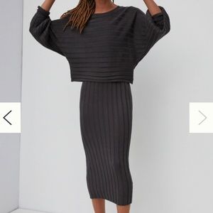 Current Air Clea Ribbed Midi Sweater Dress Gray
